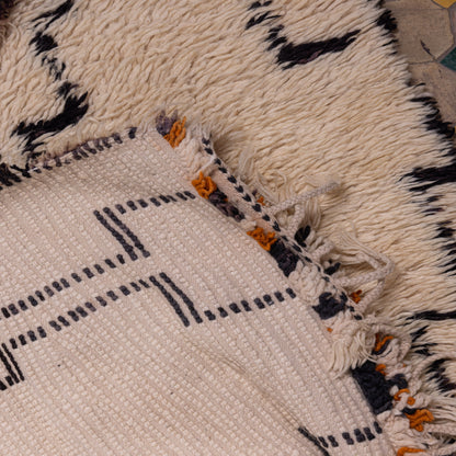 Authentic Handwoven Moroccan Beni Ourain Rug – Geometric Berber Wool Carpet ;  15,09 ft / 6,56 ft