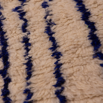 Abstract Blue Tribal Azilal Rug - Moroccan Handmade Wall Hanging - Wool & Cotton Berber Tapestry