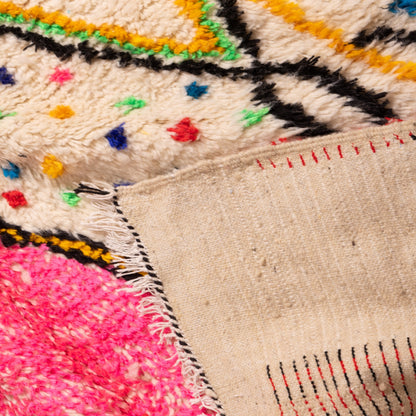 Colorful Abstract Azilal Rug - Handwoven Moroccan Wool & Cotton Carpet - Boho Modern Wall Art or Area Rug
