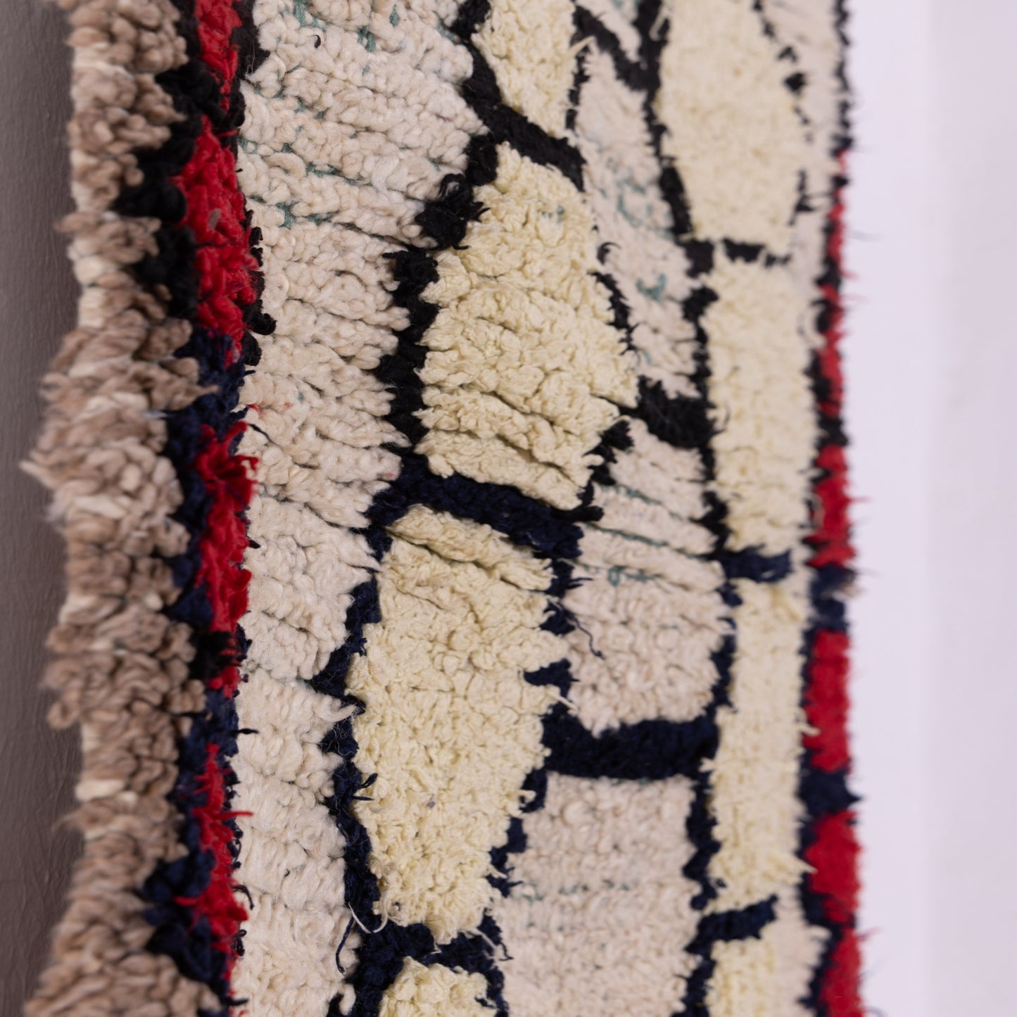 Vintage Azilal Moroccan Rug - Handwoven Wool Runner with Geometric Honeycomb Motif
