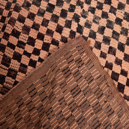 Vintage Moroccan Bjaad Checkerboard Rug – Handwoven Berber Wool Flatweave Kilim – Timeless Geometric Design