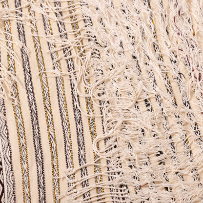 Handwoven Moroccan Handira Kilim | Vintage Berber Wool Blanket | Neutral Striped Boho Rug ; 7,38 ft / 5,09 ft