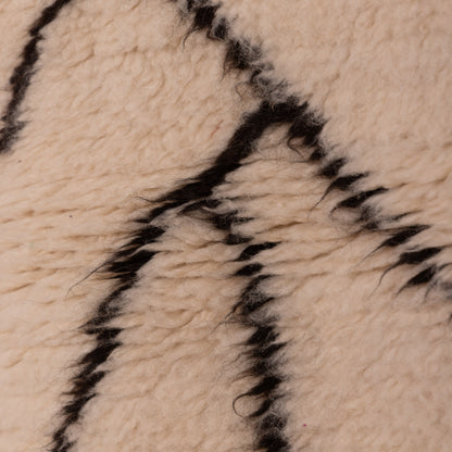Minimalist Moroccan Azilal Rug - Handwoven Wool with Abstract Tribal Diamond Design - Neutral Boho Decor