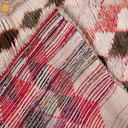 Cascade of Diamonds" Vintage Moroccan Rug - Handwoven Wool in Red, Earth & Ivory Tones