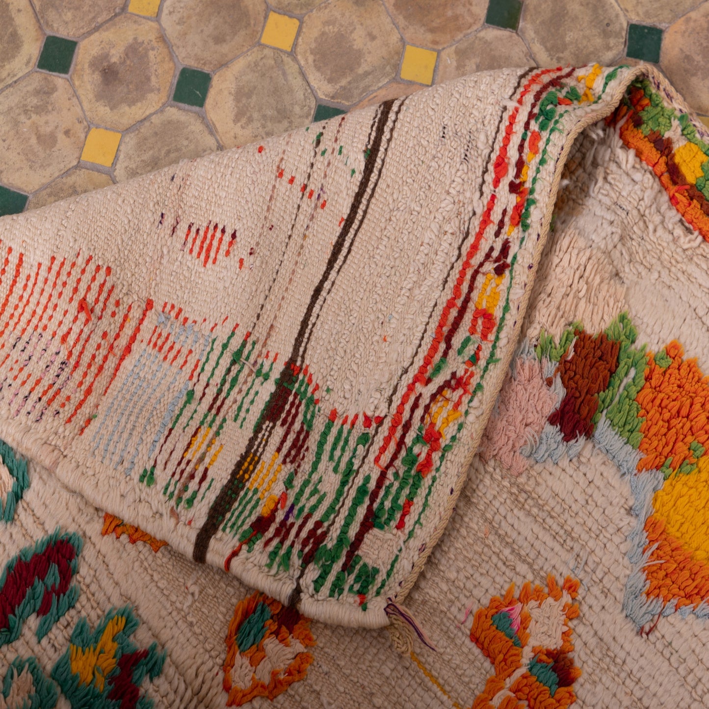 Vintage Azilal Wool Rug - Abstract Tribal Motifs in Warm Earthy Tones - Handwoven Moroccan Art