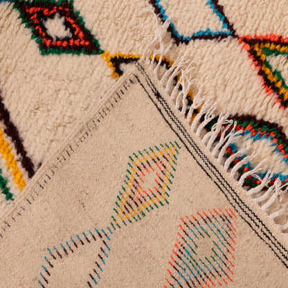 Colorful Diamond Azilal Rug - Handmade Moroccan Wool & Cotton Carpet - 80% Wool, 20% Cotton - Berber Geometric Runner