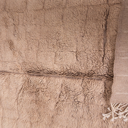 Handmade Mrirt Rug – 100% Wool Moroccan Berber Carpet – Soft Beige Textured Wool Rug – Luxury Minimalist & Boho Home Decor