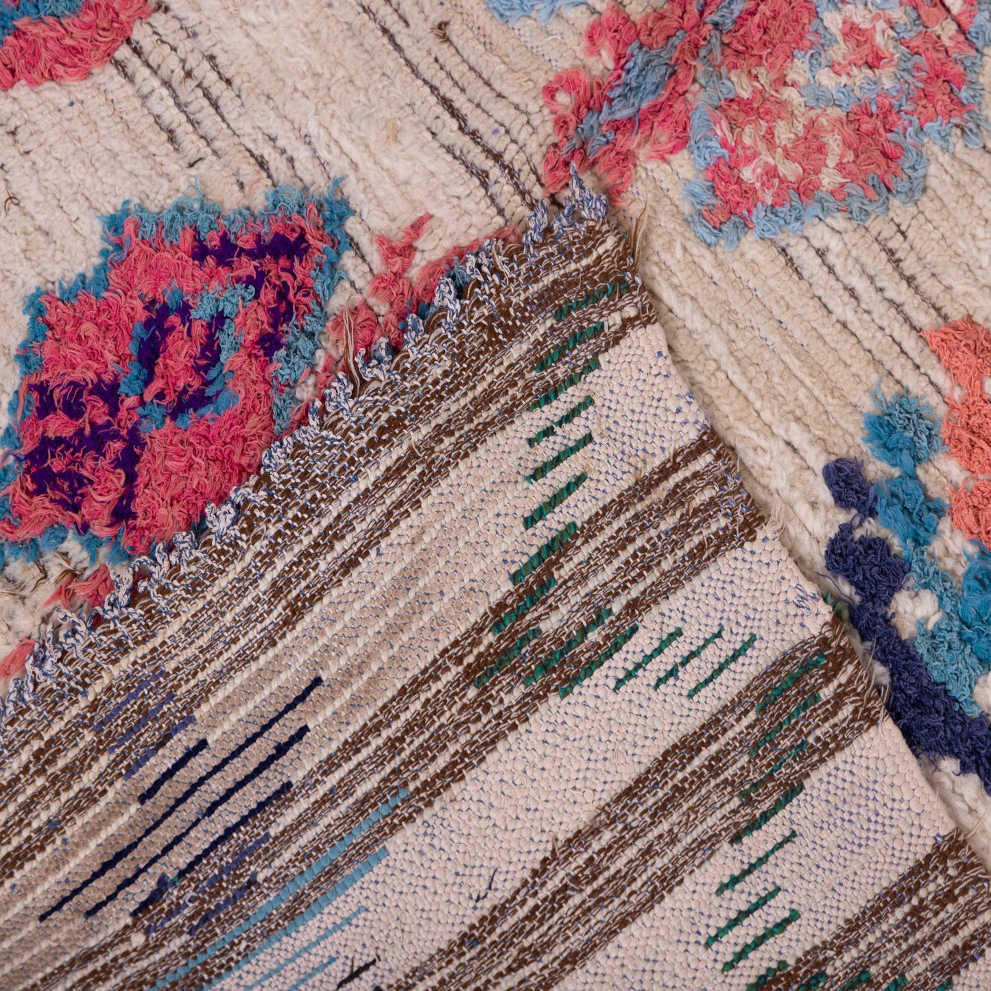 Symbolic Village Rug - Handwoven Moroccan Wool with Nature Motifs