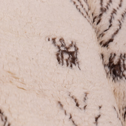 Minimalist Vintage Beni Ourain Runner -Tribal Monochrome Wool Rug from the Atlas Mountains