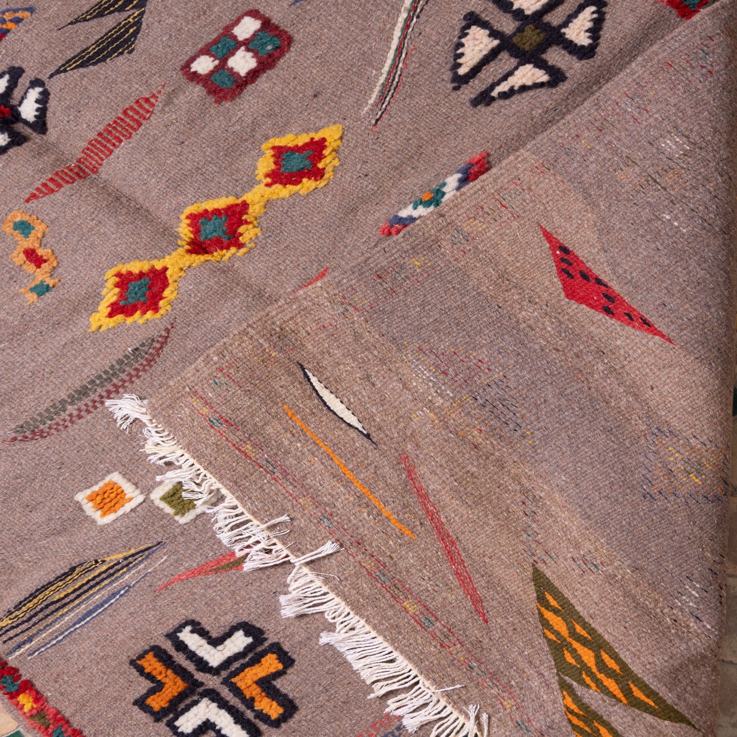 Handwoven Moroccan Akhnif Rug – Unique Berber Wool & Cotton Carpet