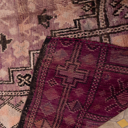 Vintage Moroccan Berber Rug – Handwoven Wool with Intricate Tribal Symbols – Unique Checkerboard Design in Earthy Tones
