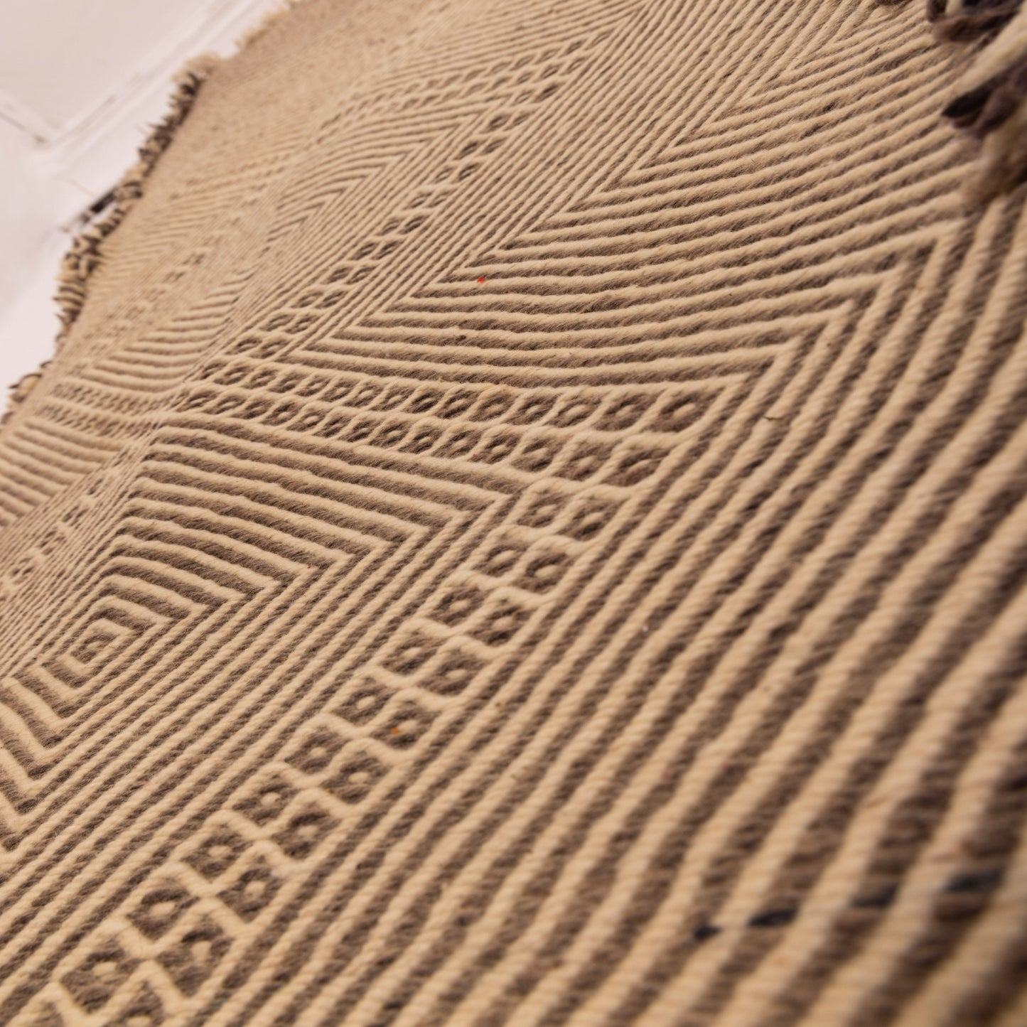 Monochrome Diamond Corridor Runner - Handwoven Wool Hallway Rug