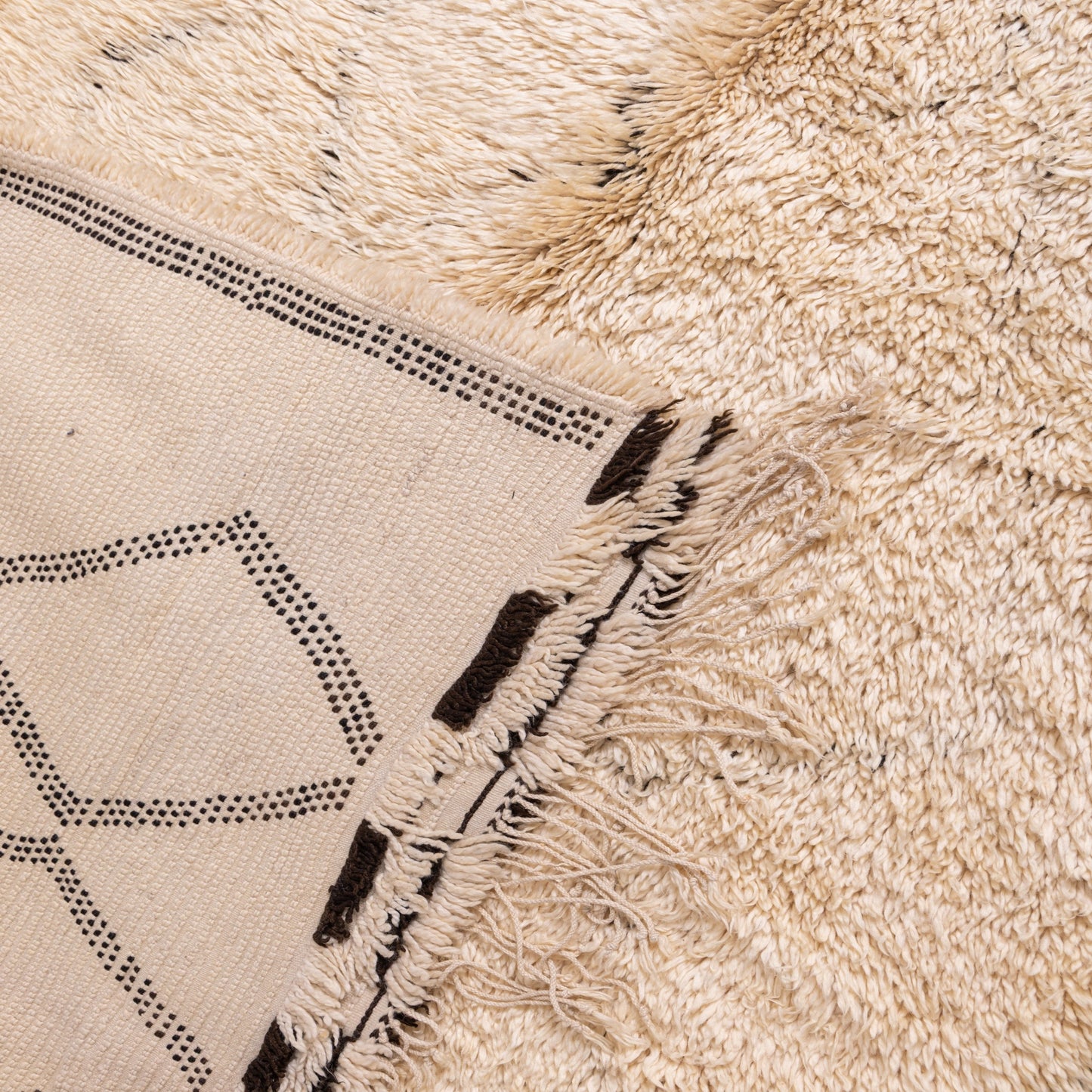 Vintage Moroccan Beni Ourain Rug – Authentic Handwoven Wool Berber Carpet ;  12,14 ft /  5,91 ft