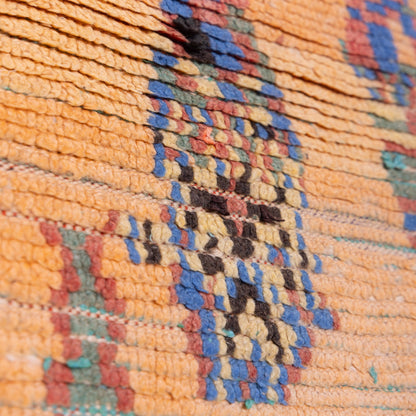 Vintage Moroccan Rehamna Rug - Abstract Berber Artistry in Warm Tones ; 9,02 ft / 4,43 ft