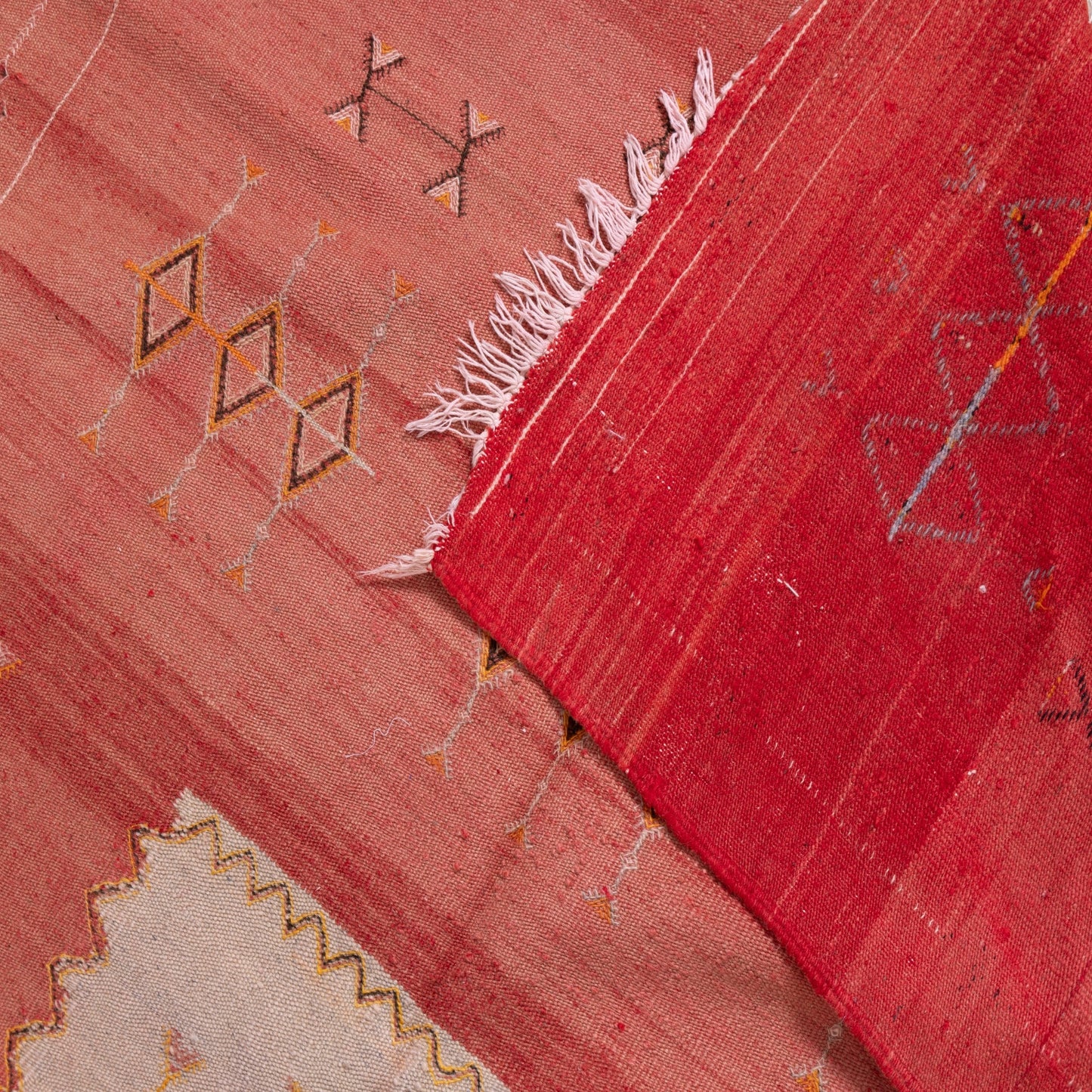 Handwoven Moroccan Akhnif Rug – Warm Terracotta Berber Wool & Cotton Carpet