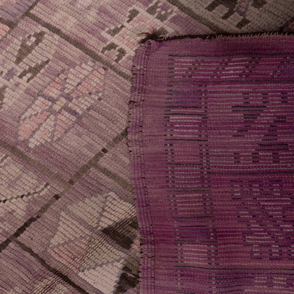 Vintage Moroccan Berber Rug – Handwoven Wool with Tribal Checkerboard Design – Unique Mauve & Beige Tones