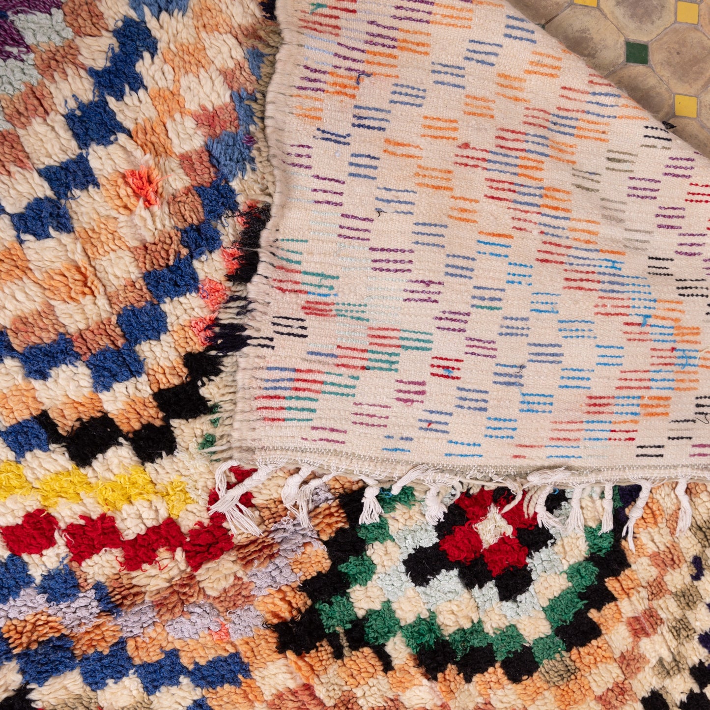 Zigzag Spirit  – Colorful Moroccan azilale Runner with Diamond Motif