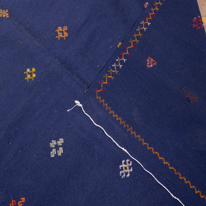 Handwoven Moroccan Akhnif Rug – Midnight Blue Berber Wool Carpet ; 10,17 ft / 6,40 ft
