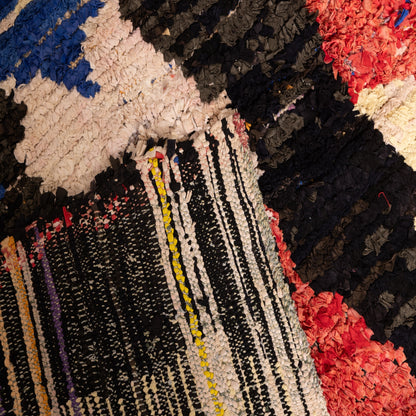 Vintage Moroccan Boucherouite Rug – Handwoven Berber Carpet with Bold Abstract Design
