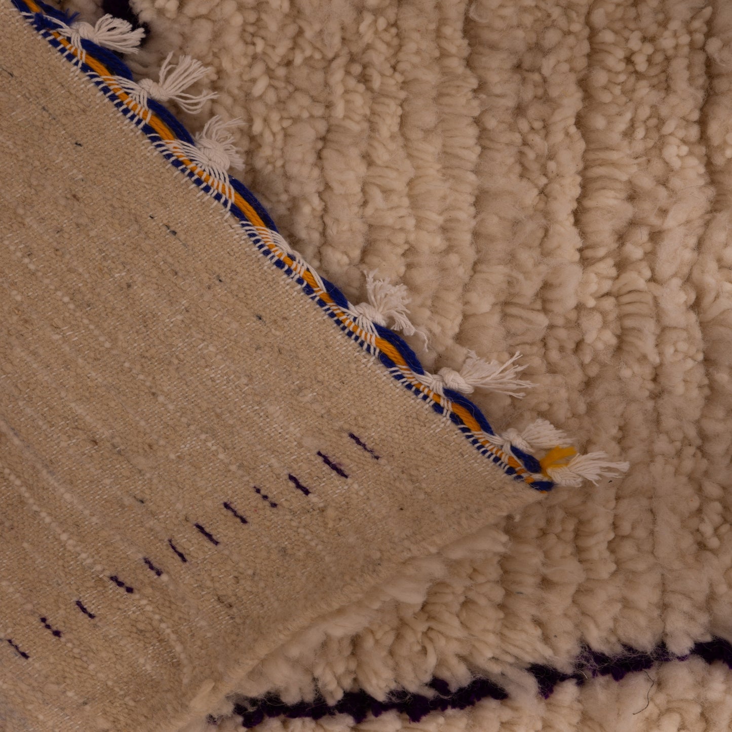 Minimalist Azilal Rug - 80% Wool 20% Cotton - Modern Moroccan Berber Carpet - Abstract Geometric Wall Hanging or Floor Art