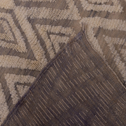 Handwoven Taznakht Moroccan Rug – 100% Wool Beige & Gray Diamond Pattern Carpet – Authentic Berber Tribal Design – High Atlas Artisan Weaving ; 10,01 ft / 6,56 ft