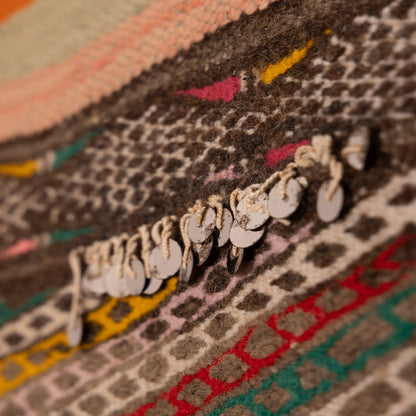 Vintage Handwoven Moroccan Kilim | Berber Zanafi Rug with Geometric Patterns ; 10,99 ft / 5,41 ft