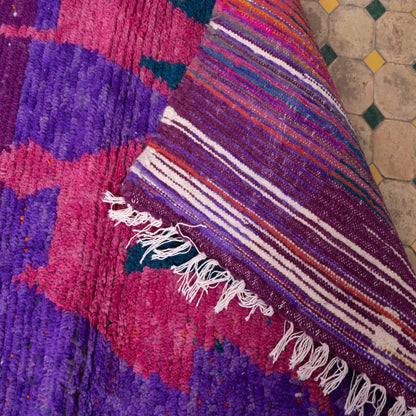 Dark Toned Boujad Rug – New Moroccan Wool Rug – Plum, Violet & Teal Abstract Design – Handmade Berber Wall Hanging or Statement Rug