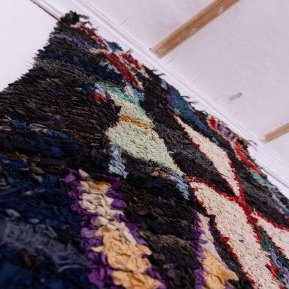 Vintage Moroccan Boucherouite Rug – Handwoven Tribal Berber Carpet – Unique Folk Art Textile