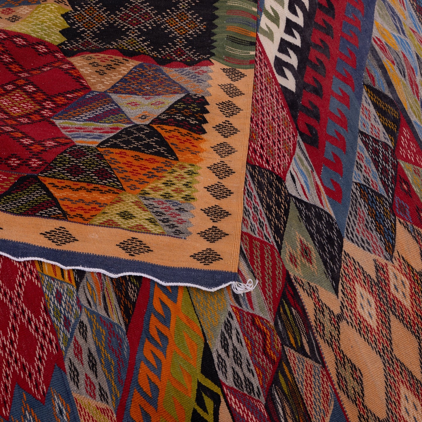 Handwoven Moroccan Akhnif Rug – Vibrant Berber Wool & Cotton Carpet ; 10,33 ft / 7,05 ft