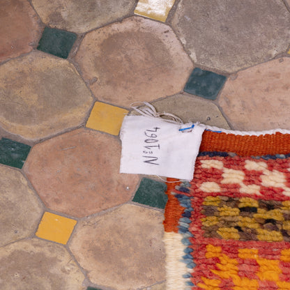 Authentic Akhnif Berber Rug – Handwoven Moroccan Kilim with Tribal Motifs ; 6,89 ft / 3,44 ft