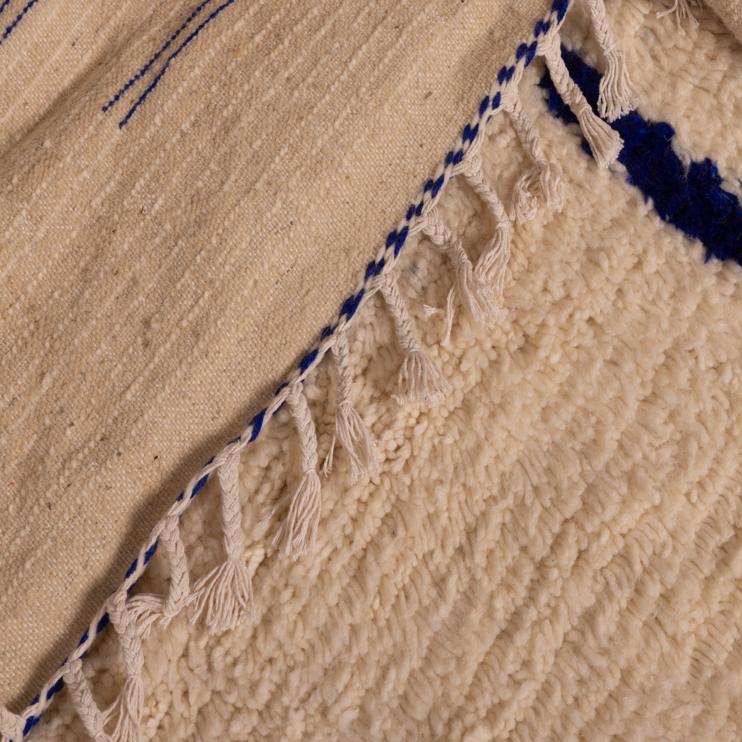 Minimalist Azilal Rug - Blue Geometric Moroccan Wool Rug - 80% Wool 20% Cotton - Modern Berber Handwoven Art