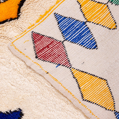 Colorful Moroccan Azilal Rug | Handwoven Berber Wool Carpet | Vibrant Bohemian Statement Piece ;  7,22 ft / 6,07 ft