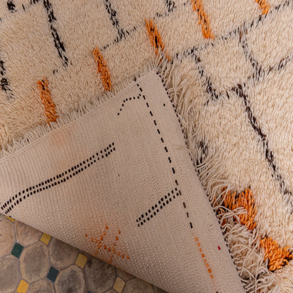 Vintage Moroccan Wedding Rug – Handmade Wool Berber Marriage Carpet – Symbolic Bridal Tapestry ; 7,55 ft / 5,58 ft