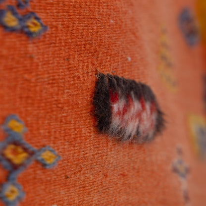 Handwoven Moroccan Akhnif Rug – Warm Terracotta & Berber Symbolism Wool & Cotton Carpet