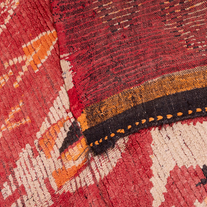 Vintage Moroccan Rehamna Rug – Handmade Berber Wool Carpet with Fiery Red & Orange Tones ; 10,33 ft / 6,07 ft