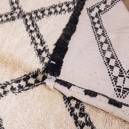 Vintage Moroccan Beni Ourain Rug – Handmade Wool Berber Carpet – Geometric Diamond Design ; 11,81 ft / 6,23 ft