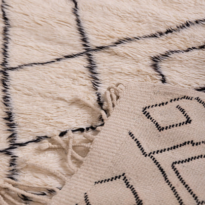 Authentic Mrirt Rug – Handmade Moroccan Wool Carpet – Minimalist Geometric Berber Rug – Luxury Soft & Thick Wool Area Rug