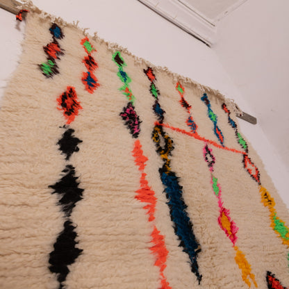 Vibrant Azilal Rug - Handmade Moroccan Wool & Cotton Small Carpet - Rainbow Tribal Boho Decor