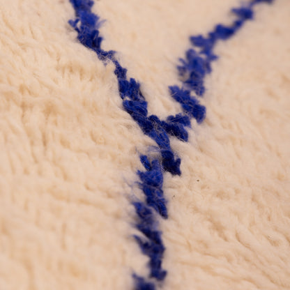 Minimalist Azilal Rug in Blue - Handwoven Moroccan Wool & Cotton Carpet - Boho Modern Tribal Wall Hanging or Mat