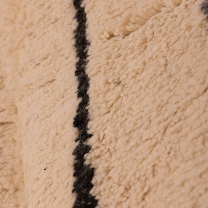 Minimalist Moroccan Wool Rug - Abstract Berber Line Art - Handwoven Neutral Azilal-Inspired Carpet