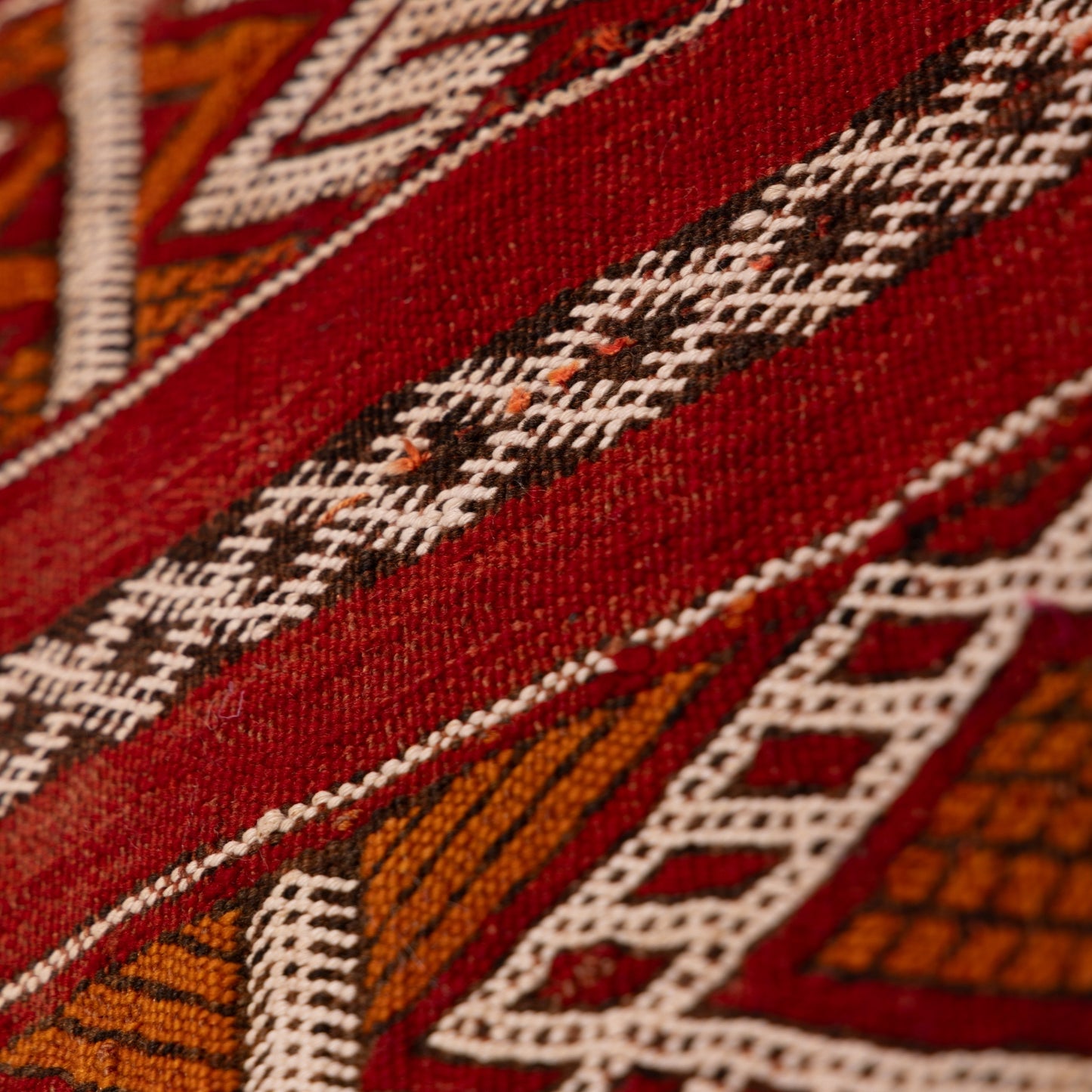 Vintage Moroccan Zemmour Rug | Handwoven Berber Kilim | Tribal Red Wool Carpet ; 11,98 ft / 5,91 ft