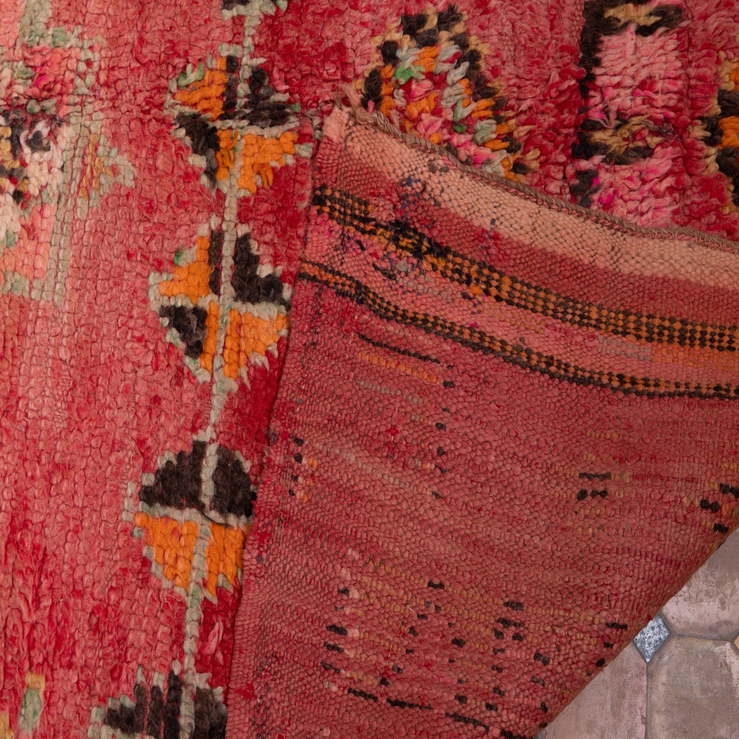 Vintage Moroccan Berber Rug – Handmade Boucherouite Tribal Carpet – Authentic Boho Chic Wool Rug