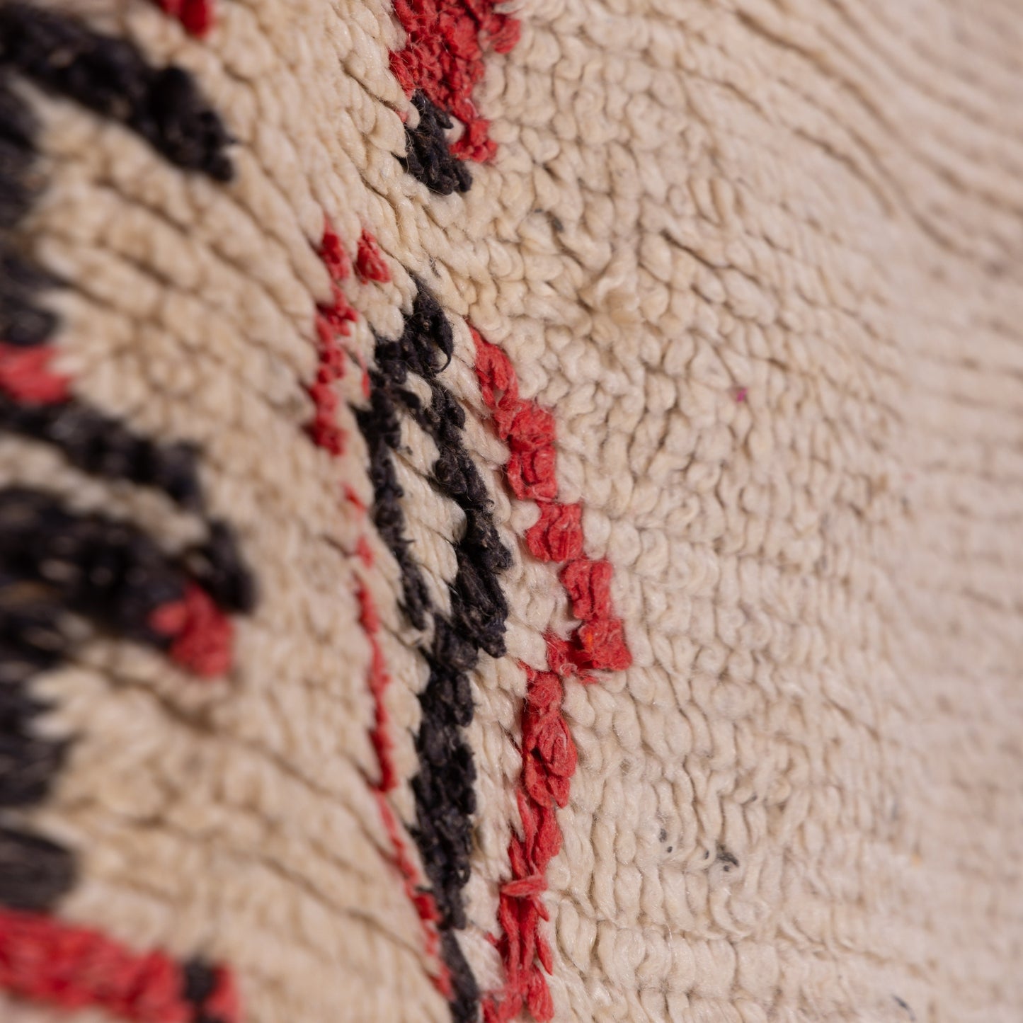 Vintage Moroccan Azilal Rug - Tribal Red & Black Motifs - Abstract Folk Art Design