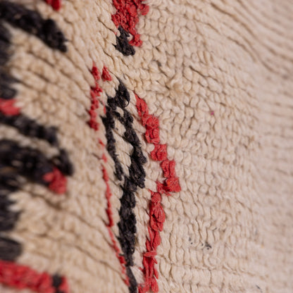 Vintage Moroccan Azilal Rug - Tribal Red & Black Motifs - Abstract Folk Art Design
