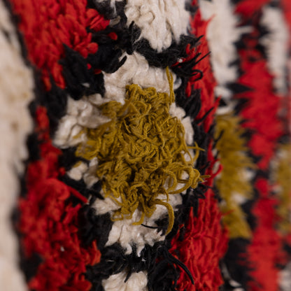 Vintage Moroccan Azilal Rug - Bold Red & Olive Diamond Pattern - Handwoven Berber Wool Carpet - Small Accent Rug