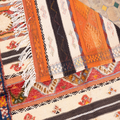 Handwoven Moroccan Akhnif Rug – Tribal Berber Flatweave ; 5,09 ft / 3,44 ft