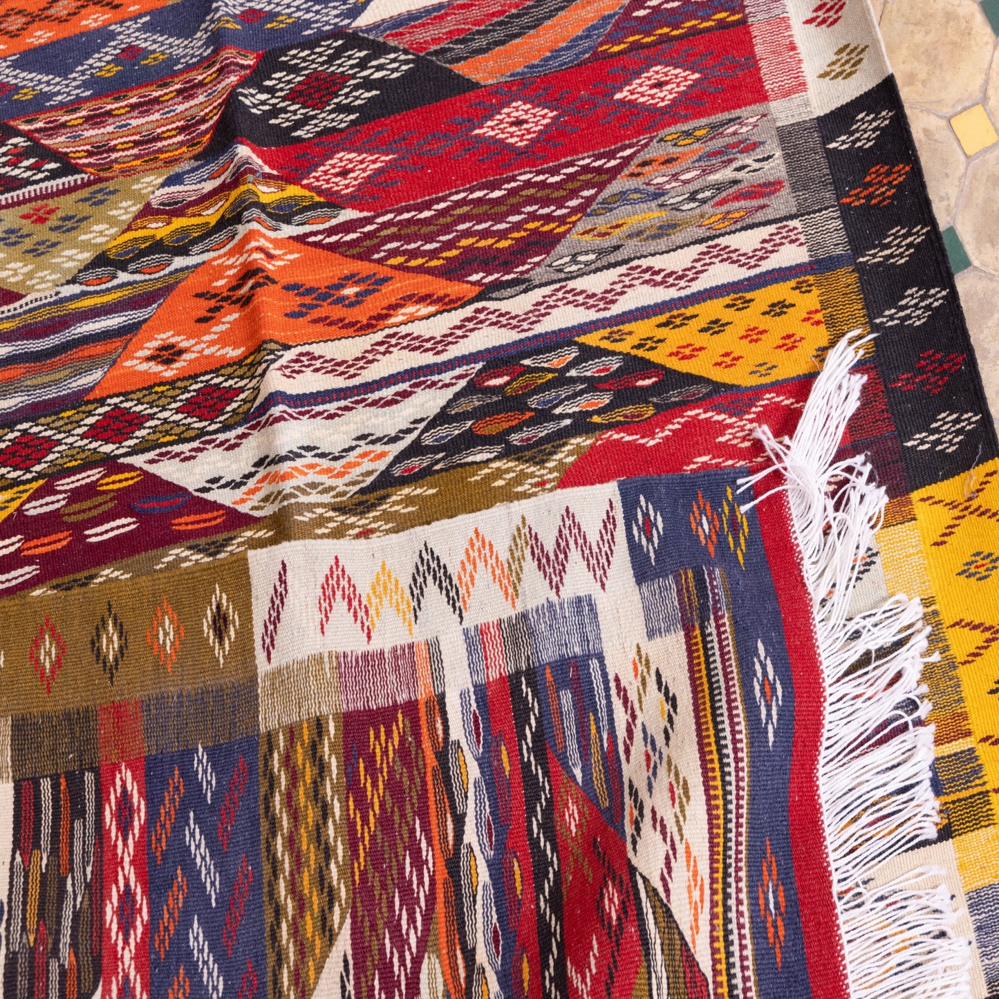 Handwoven Moroccan Akhnif Rug – A Stunning Bohemian Statement Piece ; 7,22 ft  / 3,61 ft