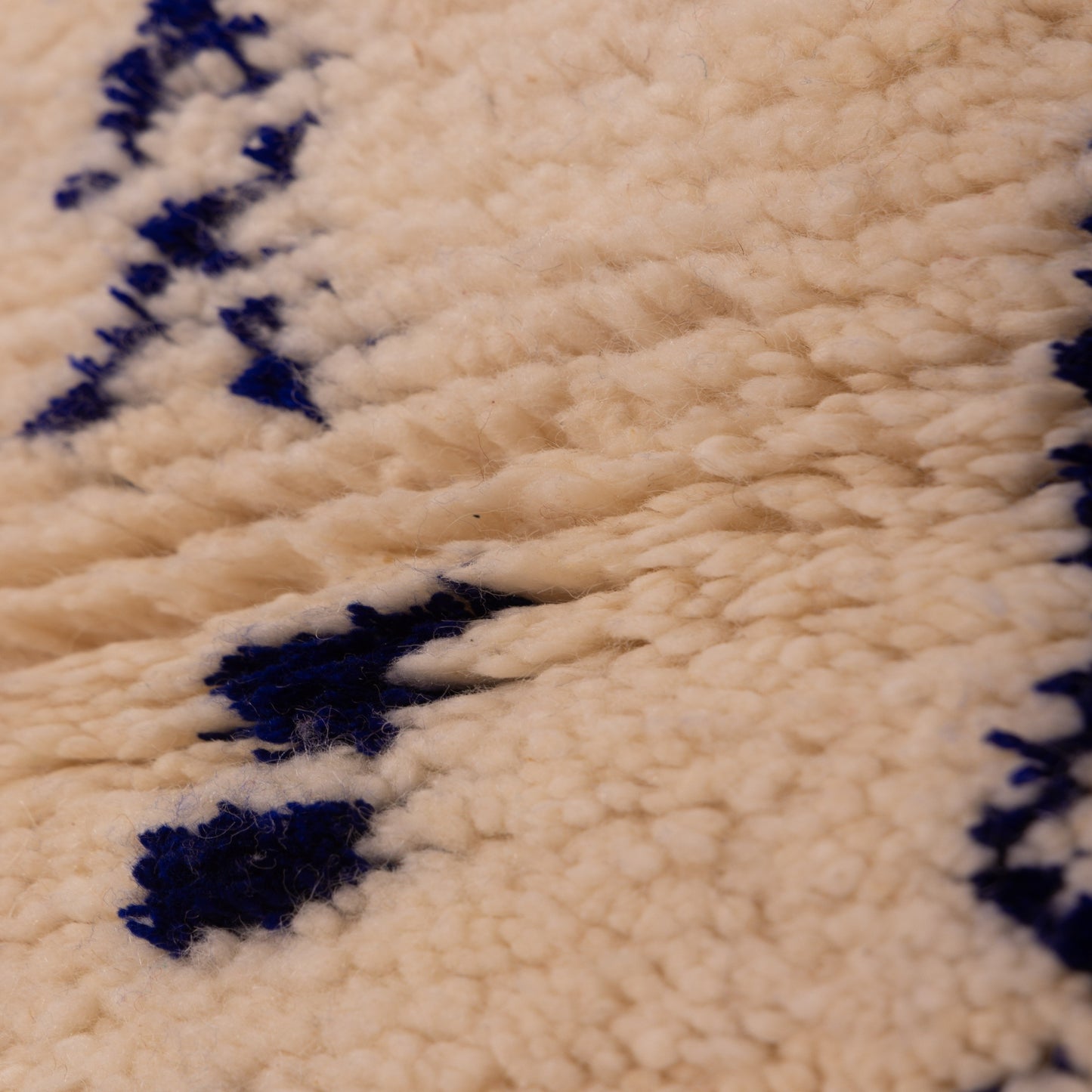 New Handmade Azilal Wool Rug - Geometric Blue Diamonds & Arrows - Moroccan Modern Decor