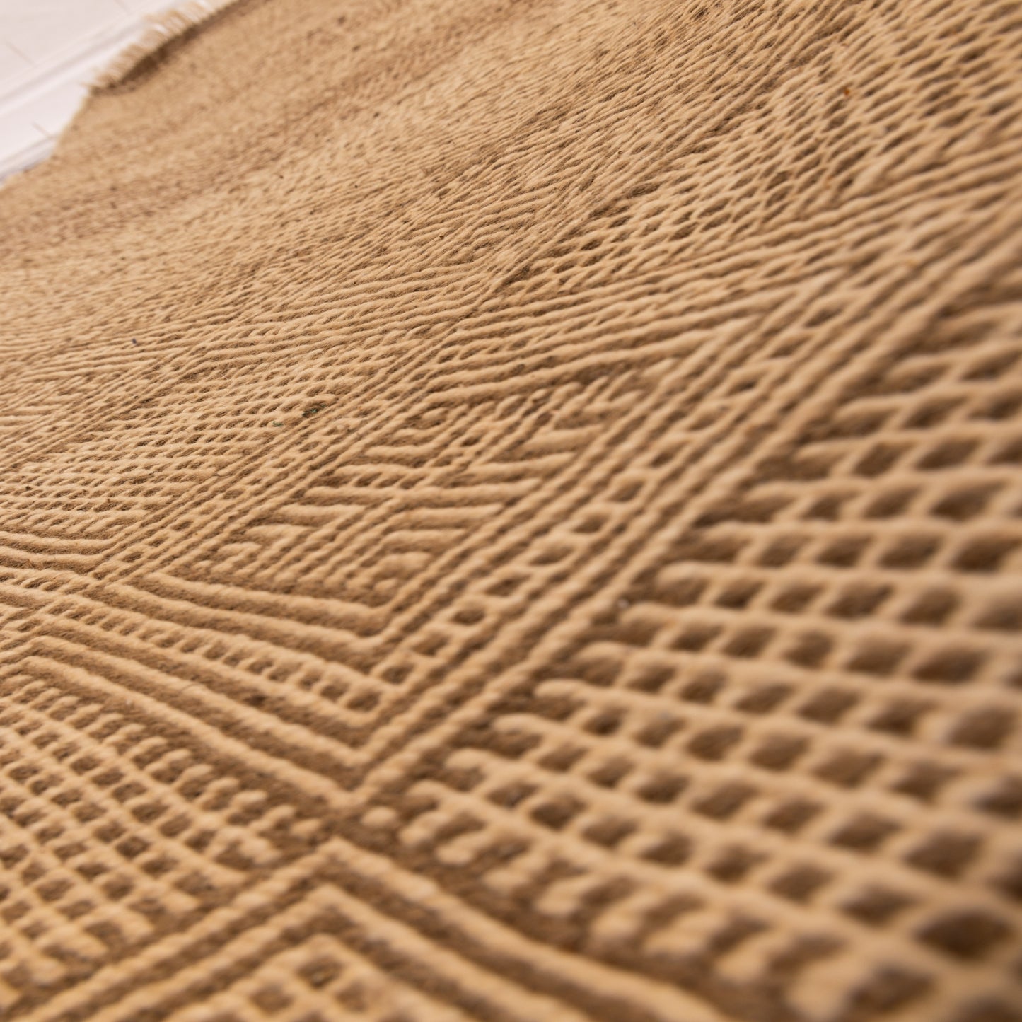 Natural Wool Corridor Runner - Handwoven Moroccan Rug in Beige & Brown
