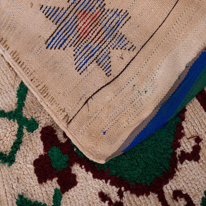 Vintage Azilal Wool Rug - Geometric Floral Fantasy - Handwoven Moroccan Art